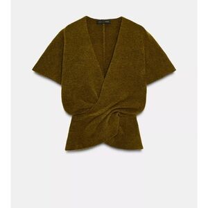 Zara Mustard V-Neck Women's Sweater